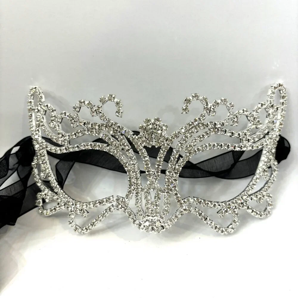 Rhinestone Jeweled Metal Harlequin Facemask NWT NOS
